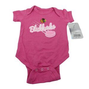 NHL Chicago Blackhawks Infant 3/6m Pink Logo Creeper Bodysuit One Piece Hockey